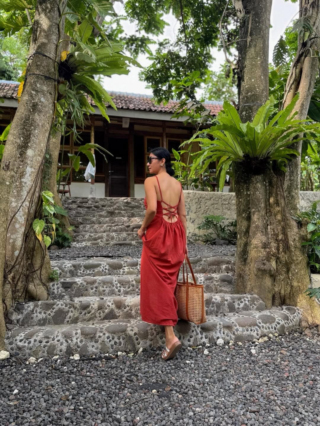 Lace-Back Linen Dress