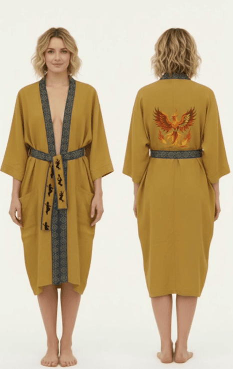 Phoenix Linen Kimono — Gold